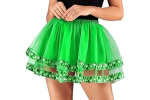 Nicute St. Patrick's Day Skirt Tulle Tutu Skirt Layered Shamrock Clover Tutus Irish Festival Tutu Costume for Women