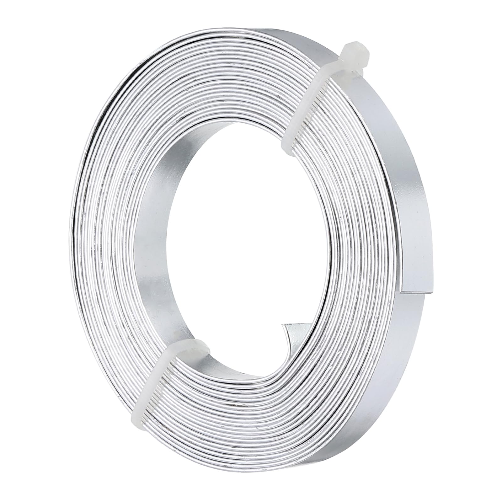 PATIKIL 16.4 Feet Flat Aluminum Wire, 20 Gauge Bendable Anodized Aluminum Wire 10mm Wide Beading Craft Wire for Jewelry Making, Silver Tone