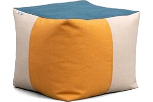 Big Joe Square Ottoman Weatherproof Bean Bag Footrest, Sunset Block Intertwist, Weather Resistant UV-Protected Fabric, 2 feet