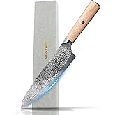 Diagsh Japanese Chef Knife 8 Inch - Damascus Steel 67-Layer 2mm Thin Blade Kitchen Knife, Sharp Professional Blade for Meat, Sushi & Vegetables with Ergonomic Wood Handle & Gift Box （1 Piece）