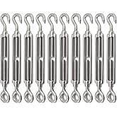 FVIEXE 10Pack M6 Turnbuckle Hook and Eye, Stainless Steel Cables Wire Turnbuckles, Heavy Duty Turnbuckle for Wire Rope Tension, Cable Railing Hardware Kit for Sun Shade Sail, Tent Installation