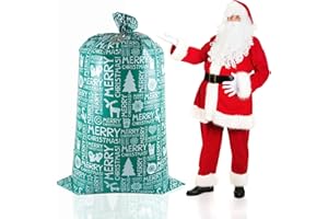 ysmile Jumbo Gift Bag for Christmas, Extra Large Christmas Plastic Bag, Oversized Xmas Gift Bag Big 60 Inch Gaint Bag - Green