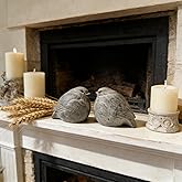 Cynkeyee Modern Farmhouse Bird Figurines - Set of 2 Vintage Bird Statue, Cute Animal Statues Shelf Decor Suit for Home Mantel, French Cottage Country Desktop, 3.25x2.5x2.25 inch