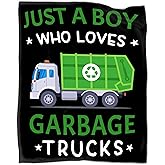 Anydia Just A Boy Who Loves Garbage Trucks Blanket Gifts for Garbage Truck Lover 40 x 50 Inch for Kid,Garbage Truck Fannel Fleece Throw Blanket Super Soft Throws Blanket for Bed Couch Sofa