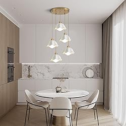 Fulesi Vintage White Ceramic Pendant Light 5-Light