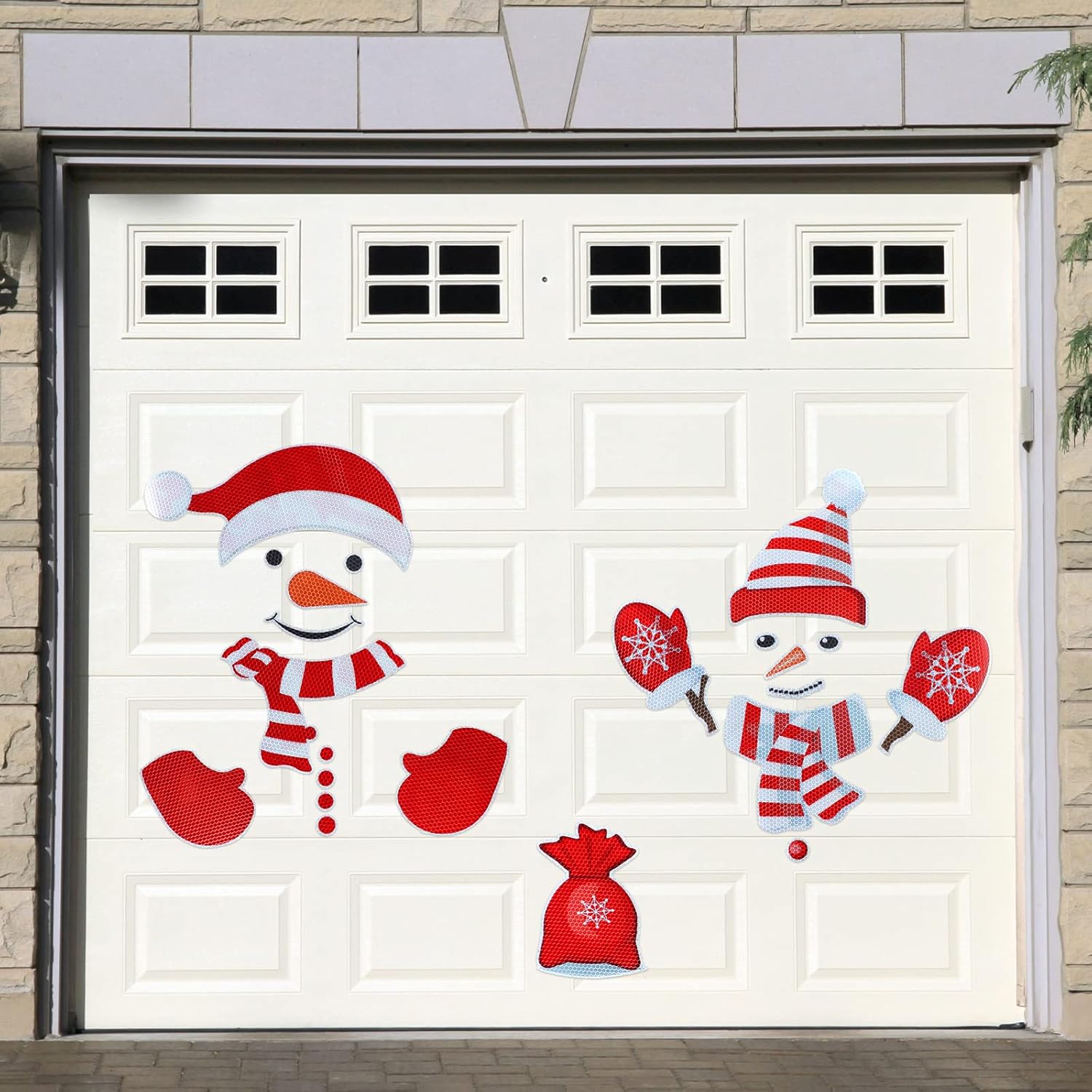Garage Door Decorations - Christmas Garage Door Magnets Decoration Reflective Snowman Garage Door Magnets Stickers Christmas Snowman Dad and Son for Garage Door Refrigerator Trailer RV Decor Party Decoration Supplies