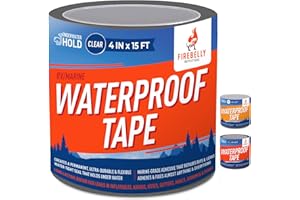Firebelly Outfitters Heavy Duty Waterproof Tape for Leaks – All-Weather Sealant for Outdoor & Indoor Repairs – Marine Grade, Weatherproof, Strong Adhesive for Pools, Roofs, Plumbing, and More (Clear)
