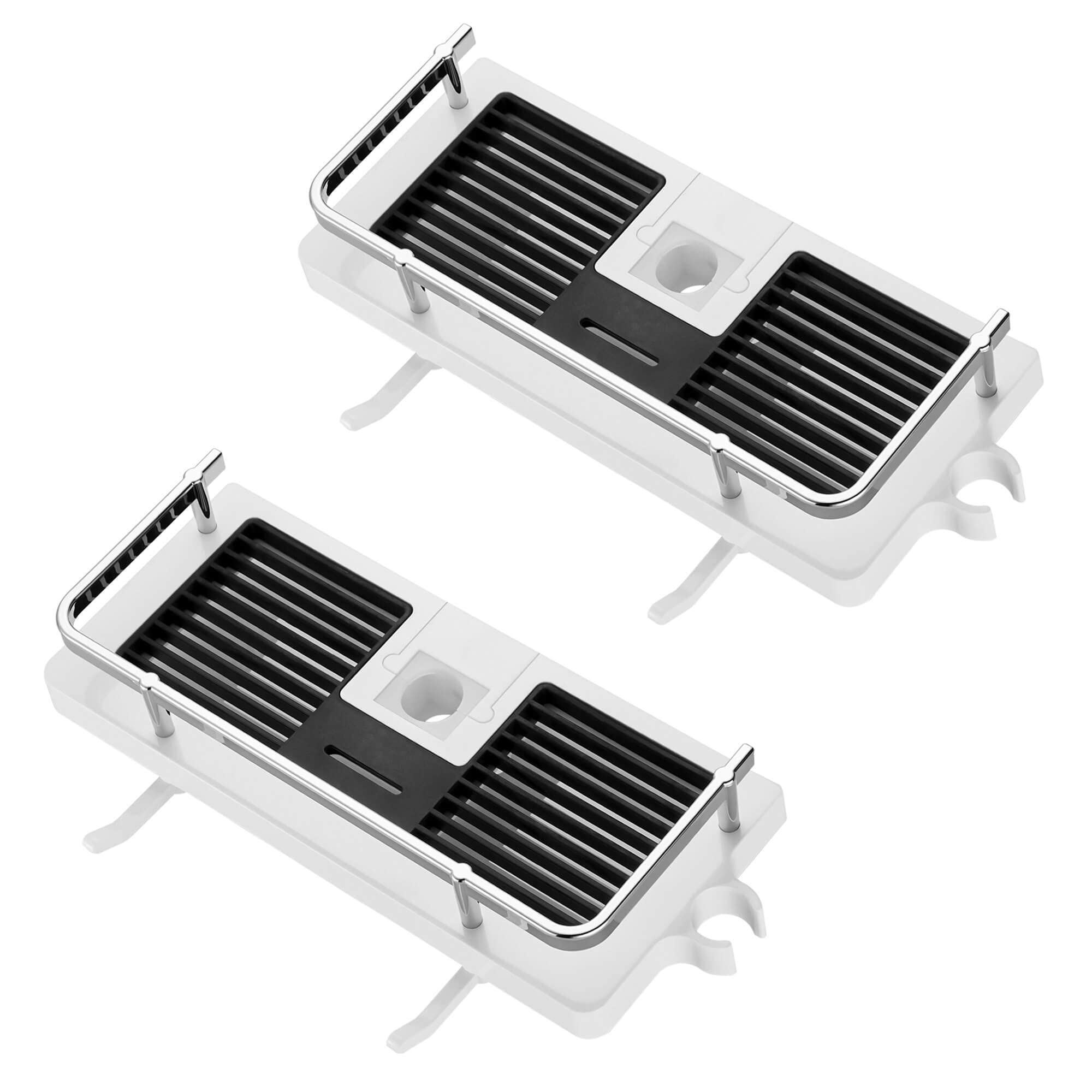 Hoomtaook Shower Shelf Caddy - No Drilling Hanging Shelves with 2 Hooks and Shower Head Hook for Suit [21mm-25mm] Rail 2 Pack White — image 1