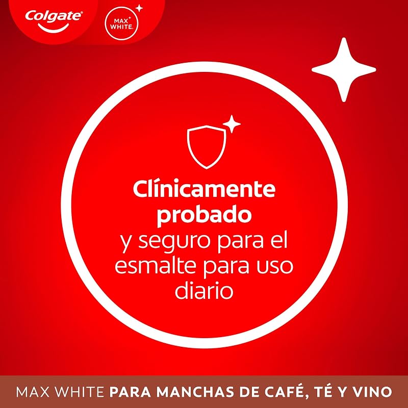 Pasta de dentes branqueadora Max White For Coffee 4 x 75ml, Tea & Wine, remove até 100% das manchas superficiais, protege o esmalte dos taninos, é seguro para o esmalte