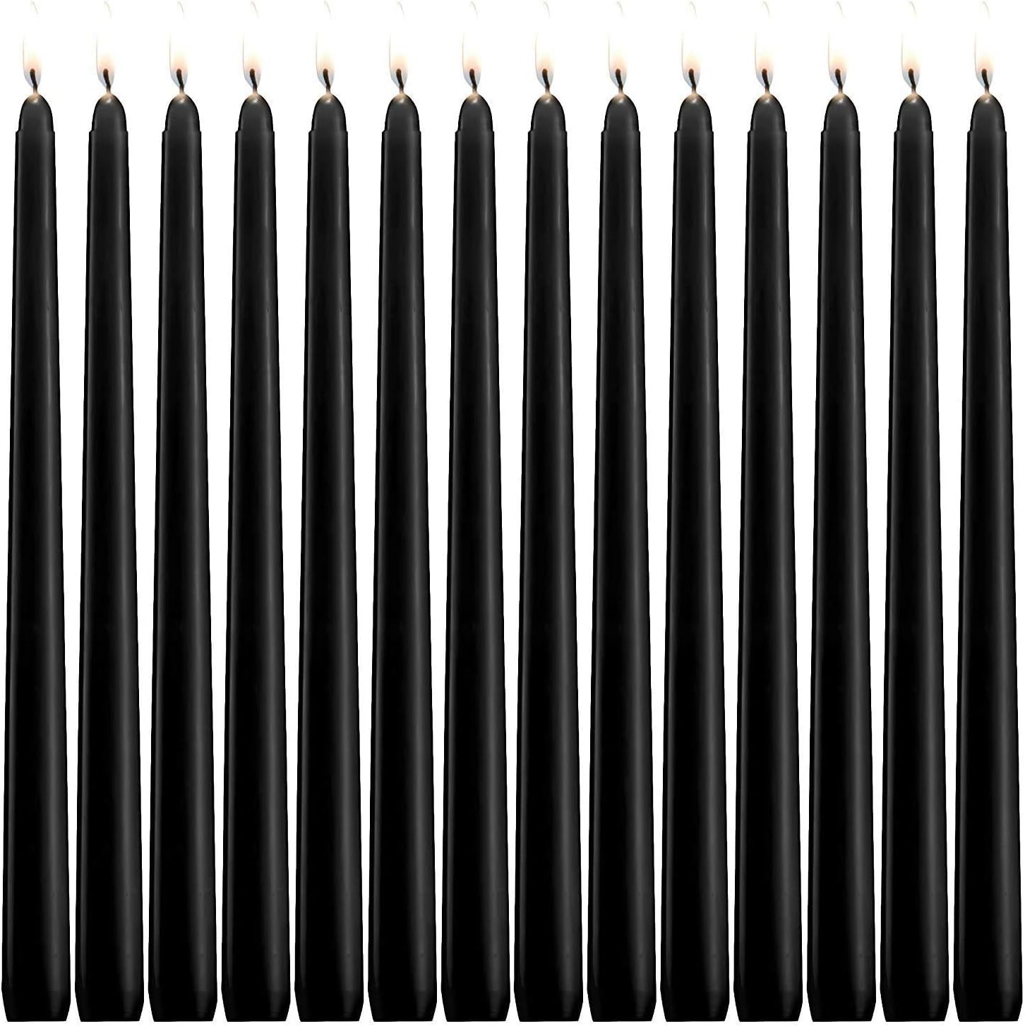 YIH 14 pcs Unscented Black Taper Candle | Hand Poured Wax Candles 10" x 7/8" | for Home Décor, Wedding Receptions, Baby Showers, Birthdays, Celebrations, Party Favors