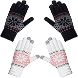 2 Paar Touchscreen Handschuhe Damen - Warm Im Winter