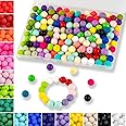MAIBAOTA 120 Pcs Silicone Beads 24 Colors 15 mm Silcone Beads for Keychain/Bracelet/Pens Making Mixed Color Round Focal Rubber Beads Bulk for Craft Making(with Boxed Kits)