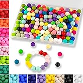 MAIBAOTA 120 Pcs Silicone Beads 24 Colors 15 mm Silcone Beads for Keychain/Bracelet/Pens Making Mixed Color Round Focal Rubber Beads for Crafts Making(with Boxed Kits)