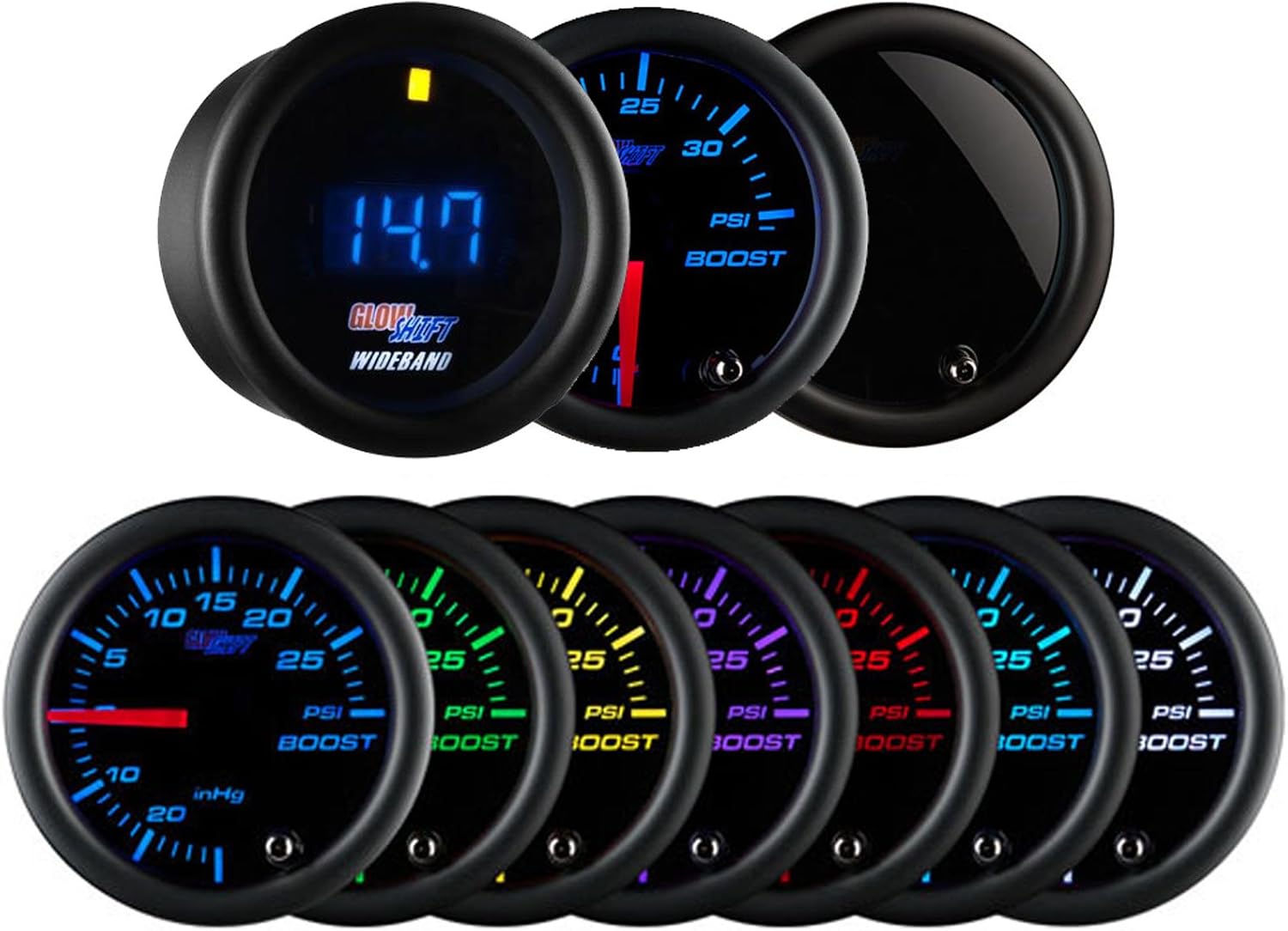 GlowShift Tinted 7 Color Fuel Level Gauge Motors co Car & Truck Gauges