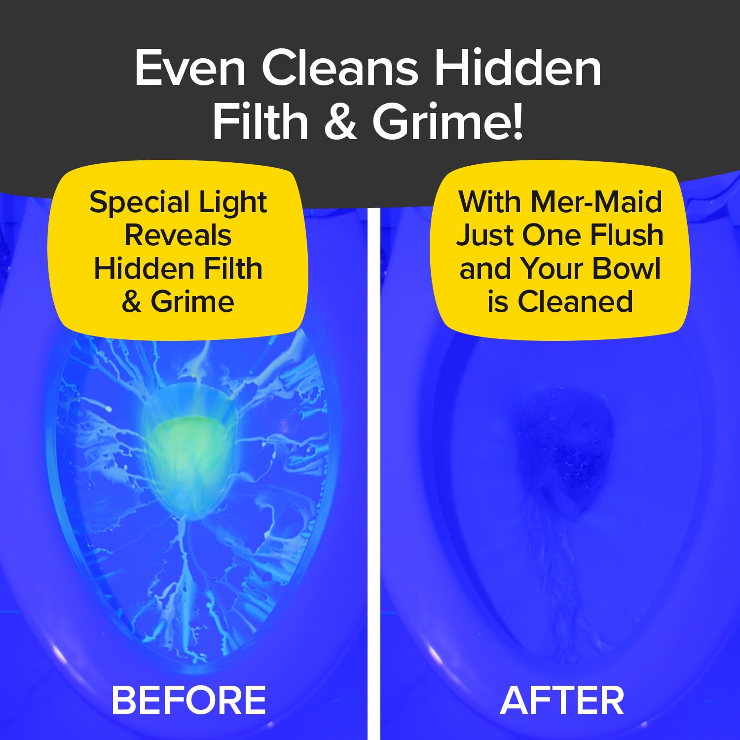Mer-Maid Automatic Toilet Bowl Cleaner, AS-SEEN-ON-TV, Cleans, Freshens & Deodorizes with Every Flush for up to 3 Months, Ultra-Strength Concentrated Formula, Easy Solution, Just Drop It in Your Tank
