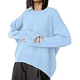 Ckikiou Oversized Crewneck Cute Slouchy High Low Sweater for Women Fall Winter Casual Long Sleeve Soft Knitted Pullover Top