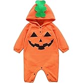 FANCYINN Halloween Baby Costume Pumpkin Outfit Hooded Romper Newborn Bodysuit Jumpsuit for Infant Toddler