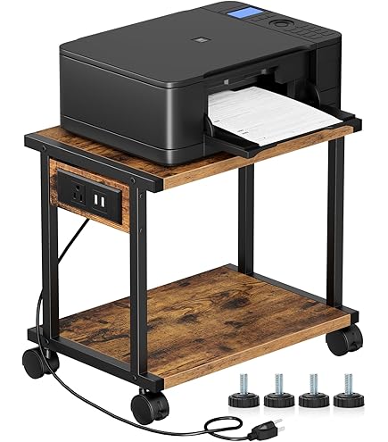 IBUYKE Soporte Para Impresora Con Estante De Almacenamiento, Mesa De Impresora De 3 Niveles Con Ruedas, Carrito De Impresora Para Organización De Oficina En Casa TPS001B