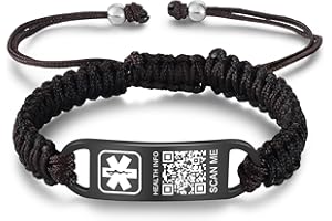 Theluckytag Medical Bracelets for Sport Men Women with QR Code Medical Alert ID Bracelets - Nylon Waterproof Wristband Fits Wrists Up to 7 inches - More Space Custom Emergency Med ID Alert Info
