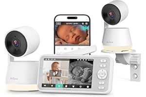 Dr.Care LumiView Smart WiFi Baby Monitor with 2 Cameras - 5" 1080P FHD & 2K Camera App Control, Privacy Mode, 5000mAh Removab