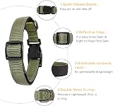 HEELE Reflective Dog Collar Neoprene Padded Nylon Small Army Green S 26-38cm view 3