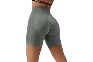 YARNAXA Women High Waisted Butt Lifting Workout Shorts 6'' - Wide Waistband, Stretchy Quick Dry Fabric Pants for Gym Yoga