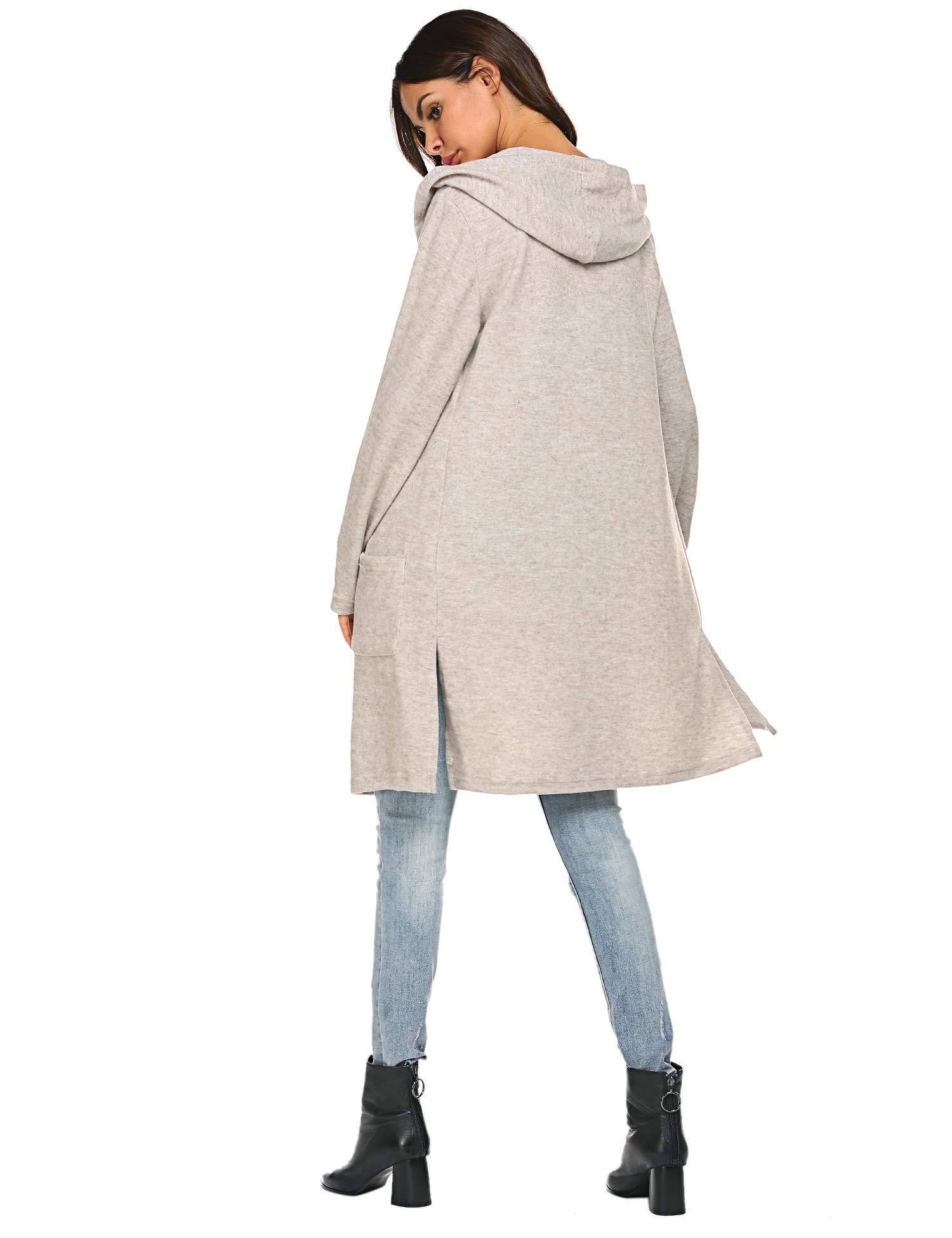 Women\'s Cardigan Midi Long Open Front Knit Full Sleeve Thick Sweater Warm Coat Sterling,S