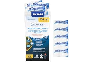 Aquatabs Water Purification Tablets 30-Pack (1 Tablet = 20L) | Iodine & Chlorine-Free | NSF/ANSI/CAN 60 Certified | Camping, 