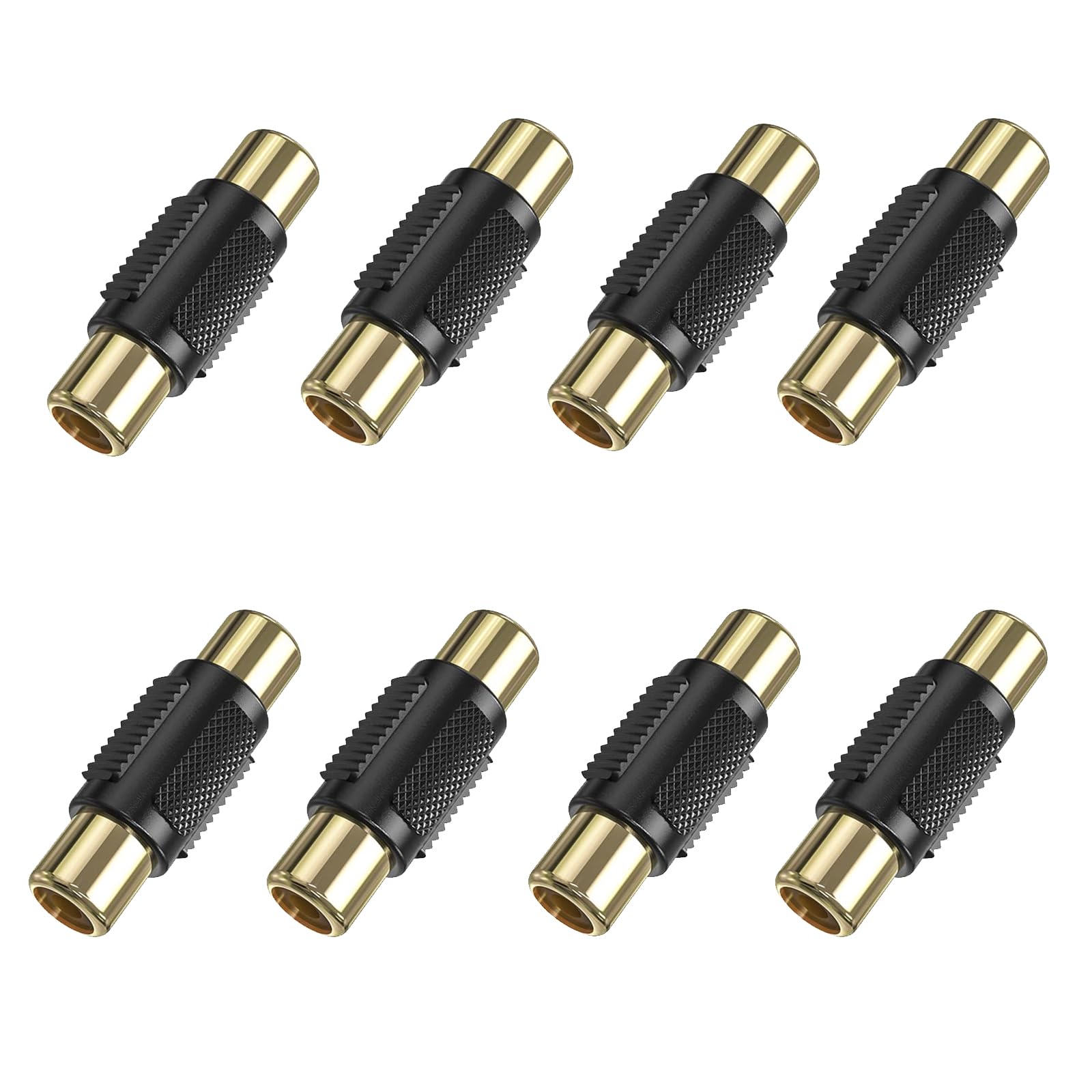 Photo 1 of RCA Female to Female Coupler & Adapter, Audio Video RCA Splitter & Connector, Gold-Plated for Amplifiers, Extension Cable Adapter for Speaker, TV, Gaming Consoles & Home Theater Systems (8-Pack)