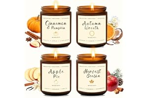 YINUO LIGHT Holiday Candle Gift Set – Cinnamon Pumpkin, Apple Vanilla, Orange Jasmine Coconut, Cedarwood Spice – Long Lasting Soy Candles for Home, Christmas Gifts for Women