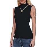 Biffxeu Women Sleeveless Mock Neck Sweater Tops Casual Knit Tank Fashion Slim Fit Trendy Lightweight Pullover