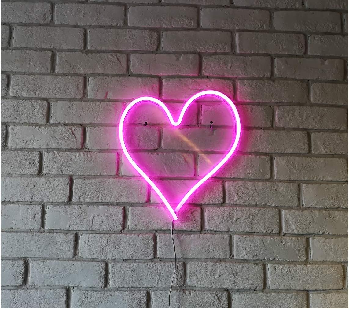 LED Neon Sign Heart Light Wall Art Decor for Bedroom Xmas