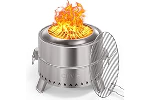 Ciays Smokeless Firepit, 17 Inch Fire Pit for Camping with Patented Technology, Portable Fire Pit for Outside with Steel Grill Rack, Fire Poker, and Bag, Easy Setup and Storage, Wood Burning