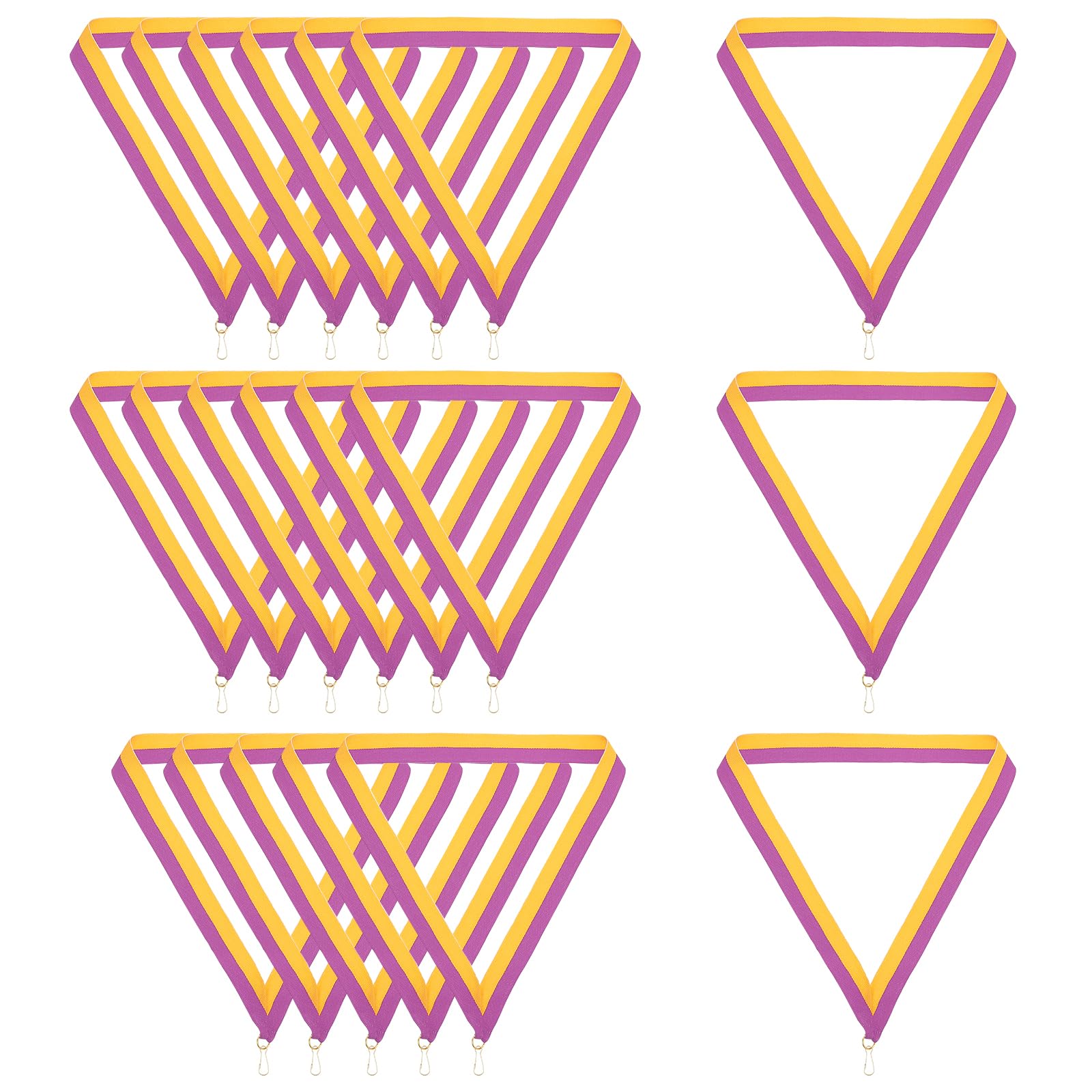 PATIKIL Award Neck Ribbons with Snap Clips, 20 Pcs Polyester Striped Medal Lanyards Ribbon for Competitions Sports Meetings Sports Party, Purple Gold