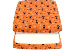 Cloele Halloween Pumpkin Square Playard/Playpen Fitted Sheets Perfect for 36 X 36 Portable Playard Mattresses - Cat Square Pack and Play Crib Sheets Halloween Room Decoration Playpen Sheet for Baby