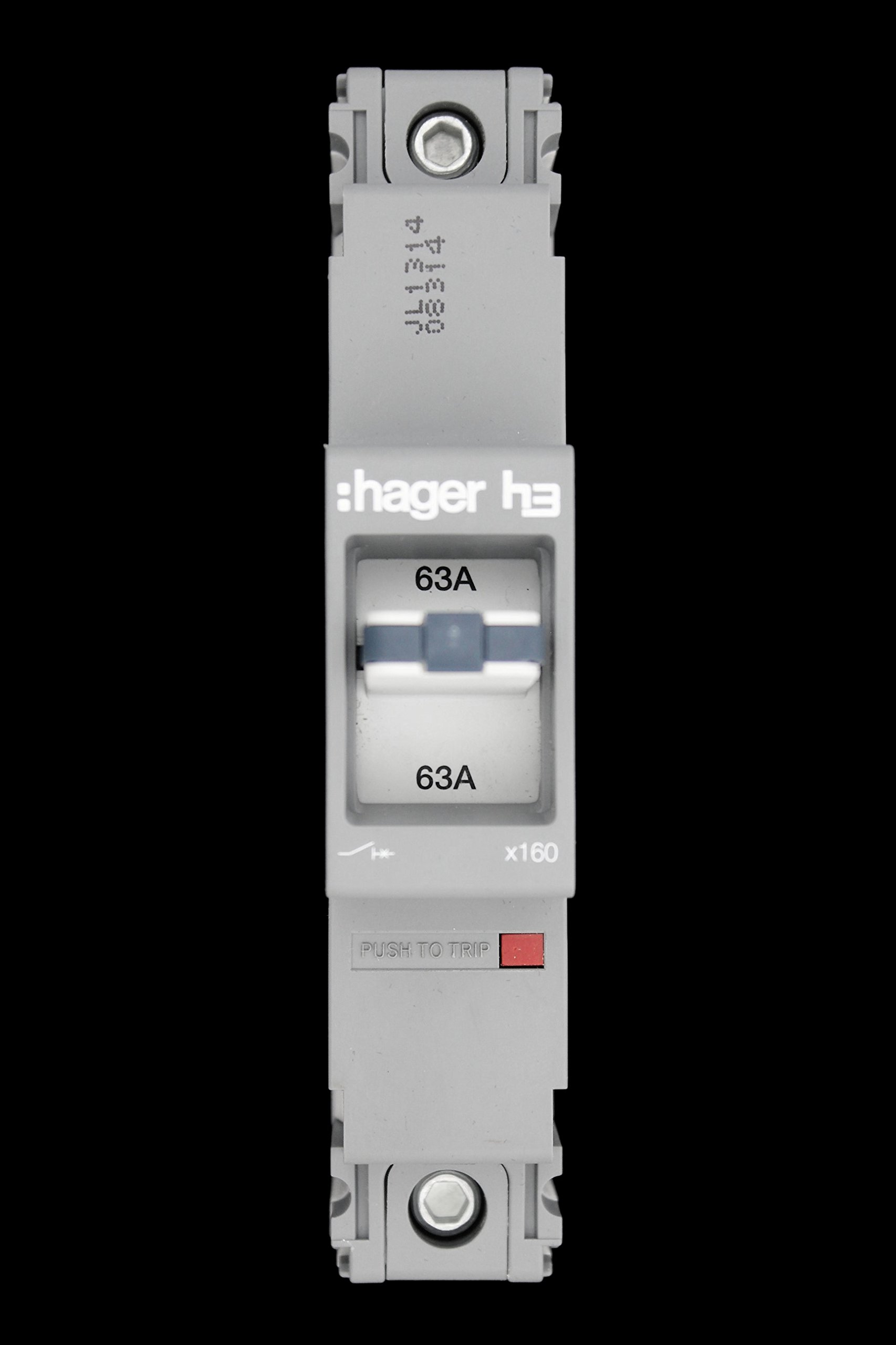 Hager HDA061Z Fixed Thermal and Magnetic X160 Frame Circuit Breaker, Moulded Case, 1 Pole, 18 kA Breaking Capacity, 63 A Current