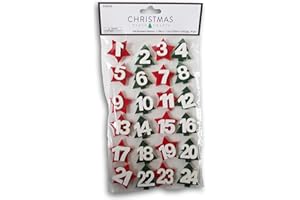CHRISTMAS CRAFTS Christmas Felt Stickers - Advent Countdown Calendar Numbers Red and Green Stars - Holiday Crafts 3D Adhesive Pieces - 24 Count