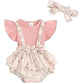 Mubineo Baby Girl Summer Clothes Romper Dress Outfits Cute Ruffle Floral Overalls Skirt Sets Newborn Outfit