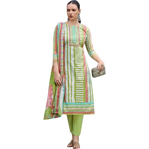 Ladyline Salwar Kameez In Cotone Etnico Stampato