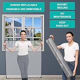 NeatiEase Adjustable Magnetic Window Screen 100x130 cm Grey Frame Black Mesh view 4