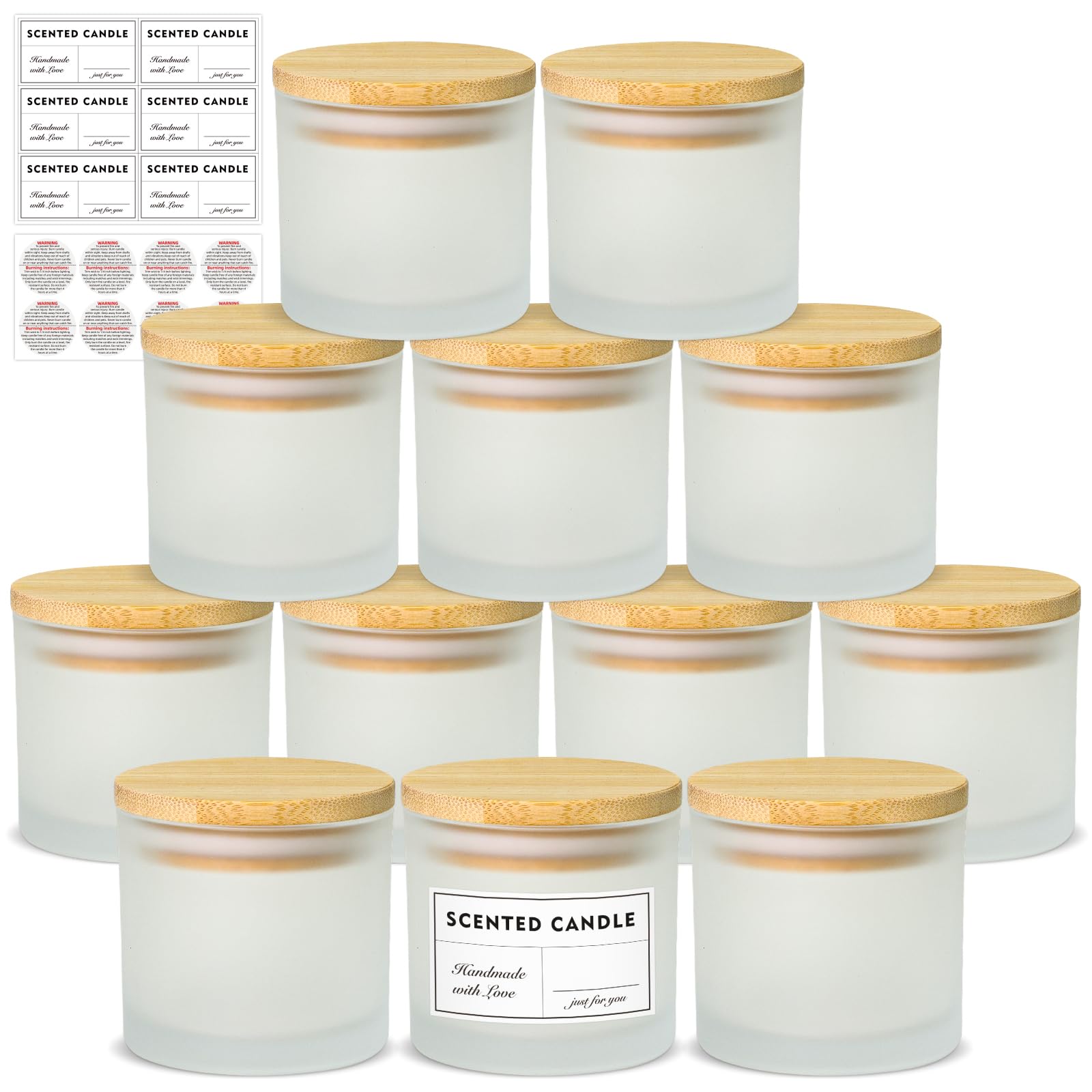 Photo 1 of SUPMIND 4oz Candle Jars 12 Pack- Frosted Bulk Small Glass Jars with Bamboo Lids, with Stickers and Labels, Empty Candle Jar for Making Candles Containers - Dishwasher Safe