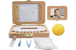 MOLFUJ Baby Tooth Fairy Keepsake Box, Newborn Personalized Wooden Storage Album for Lost Tooth, Children Memory Boxes to Save First Teeth & Hair, Tooth Holders for Lost Teeth