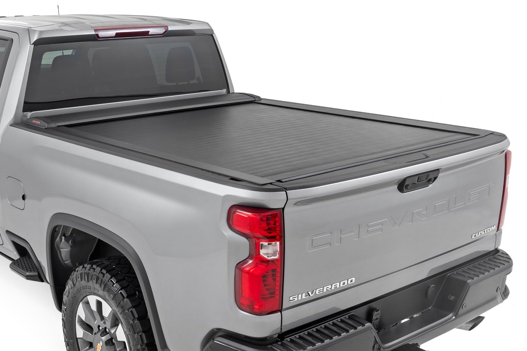 Photo 1 of ***MISSING BRACKETS****Rough Country Retractable Truck Bed Cover, Truck Tonneau Covers for Chevy Silverado 2500 HD/GMC Sierra 2500HD (2020-2025) - 6'9 Weather-Resistant Truck Bed Cover, Retractable Bed Cover