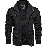 CRYSULLY Men's Fleece Cargo Jacket Winter Casual Thicken Multi Pocket Field Outwear Jackets Coat