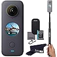 Insta360 ONE X2 360 Camera with Touchscreen - 5.7K30 360 Video, Front Steady Cam Mode, 18MP 360 Photo + InstaPano | Bundle Includes Invisible Selfie Stick 120cm (2 Items)