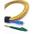 Elfcam® - 3m/9.84ft Fiber Optic Cable LC/APC to SC/UPC Singlemode Simplex, 9/125μm LSZH Optical Patchcord Yellow 3 Meter