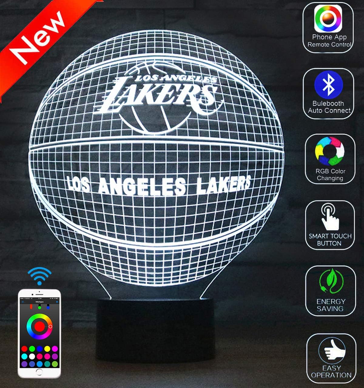 Los Angeles Lakers 3d Team Logo Ornament Mit Base Nba Basketball Neu Smartphysics Lk