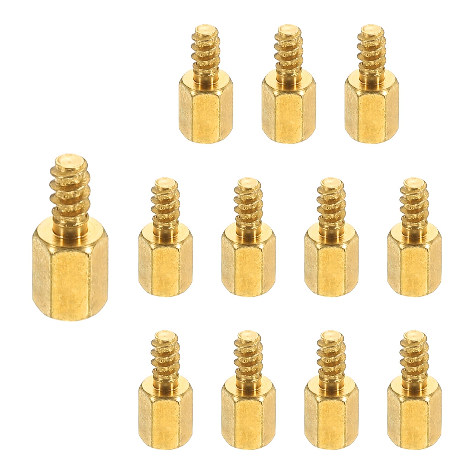 PATIKIL 12pcs M3 Male to Female Self-Tapping Hex Standoffs Spacers Pillars, M3 7+6mm Brass Motherboard Standoffs Copper — image 1