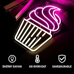 FAXFSIGN Cupcake Neon Sign Led Pink Warm White Neon