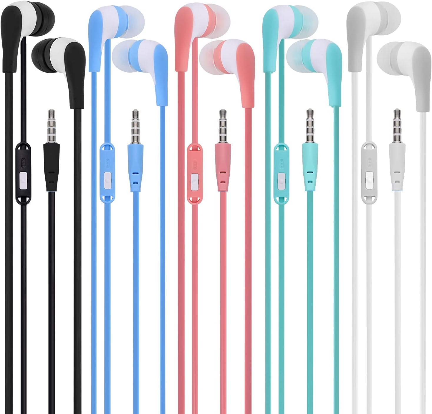 Kids Earbuds Headphones with Microphone 10 Pack Wholesale Bulk